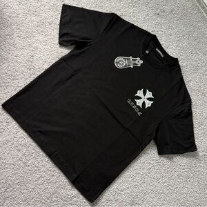Chrome Hearts Black Tee with White Cross Design